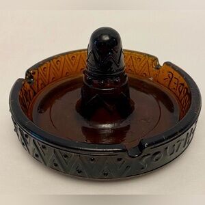 Vintage Amber Glass Ashtray with Central Spike